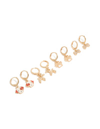Kids Gold Dog & Paw Huggie Earrings 4-Pack - link has visual effect only