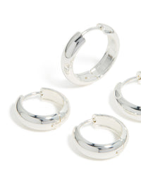 Waterproof Stainless Steel Thick Large & Mini Hoop Earrings 2-Pack - link has visual effect only