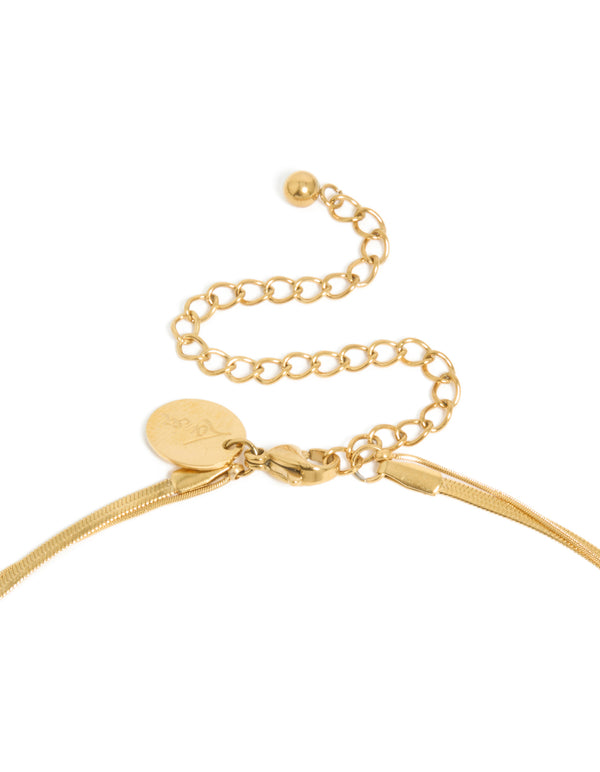 Waterproof Gold Plated Stainless Steel Marquise Cubic Zirconia Layered  Necklace