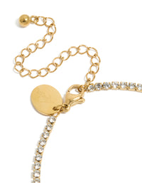 Waterproof Gold Plated Stainless Steel Cubic Zirconia Letter T Tennis Bracelet - link has visual effect only