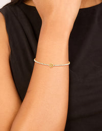 Waterproof Gold Plated Stainless Steel Cubic Zirconia Tennis Letter B Bracelet - link has visual effect only