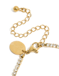 Waterproof Gold Plated Stainless Steel Cubic Zirconia Tennis Letter L Bracelet - link has visual effect only