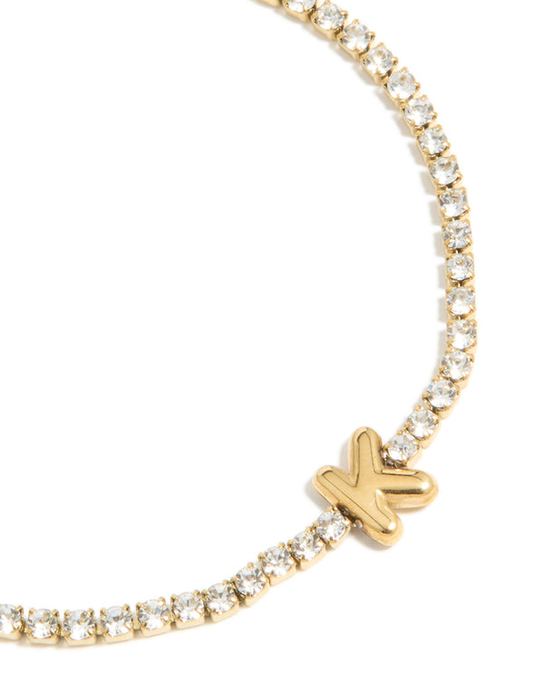 Waterproof Gold Plated Stainless Steel Letter K Tennis Bracelet