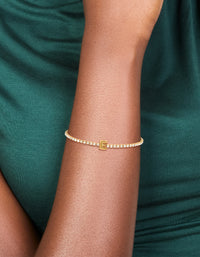 Waterproof Gold Plated Stainless Steel Cubic Zirconia  Tennis Letter E Bracelet - link has visual effect only