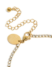 Waterproof Gold Plated Stainless Steel Cubic Zirconia Letter J Tennis Bracelet - link has visual effect only