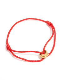 Waterproof Gold Plated Stainless Steel & Red Cord Adjustable Bracelet - link has visual effect only