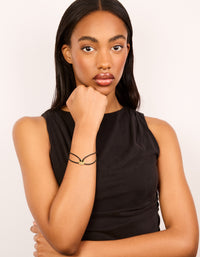 Waterproof Gold Plated Stainless Steel & Black Cord Adjustable Bracelet - link has visual effect only
