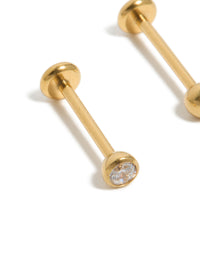 Gold Plated Titanium Bezel Threadless Flat Back Nose Studs - link has visual effect only