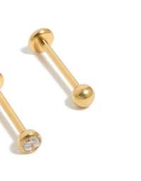 Gold Plated Titanium Bezel Threadless Flat Back Nose Studs - link has visual effect only