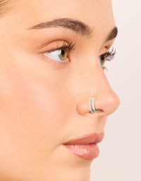Surgical Steel Cubic Zirconia Hinged & Simple Nose Rings 2-Pack - link has visual effect only