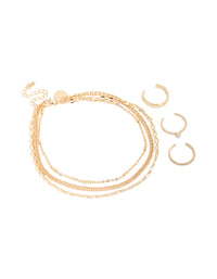 Gold Dumbbell Anklet & Toe Rings Set - link has visual effect only