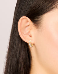 Gold Plated Surgical Steel Cubic Zirconia Inlay Sleeper Earrings - link has visual effect only
