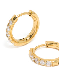Gold Plated Surgical Steel Cubic Zirconia Inlay Sleeper Earrings - link has visual effect only