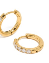 Gold Plated Surgical Steel Cubic Zirconia Inlay Sleeper Earrings - link has visual effect only