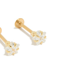 Gold Plated Surgical Steel  Cubic Zirconia Star Flat Back Studs - link has visual effect only