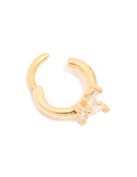 Stainless Steel Micro Cubic Zirconia Butterfly Clicker Ring - link has visual effect only