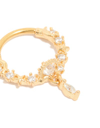 Gold Plated Surgical Steel Cubic Zirconia Planet Zirconia Drop Clicker Ring - link has visual effect only