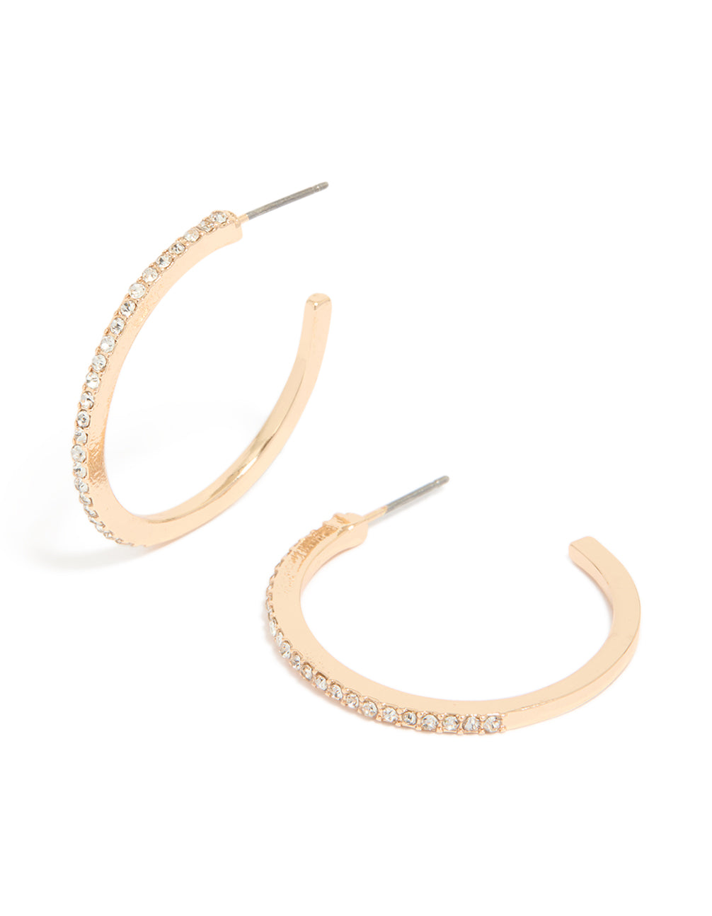 Gold Diamante Open Hoop Earrings