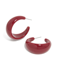 Burgundy Acrylic Marble Hoop Earrings - link has visual effect only