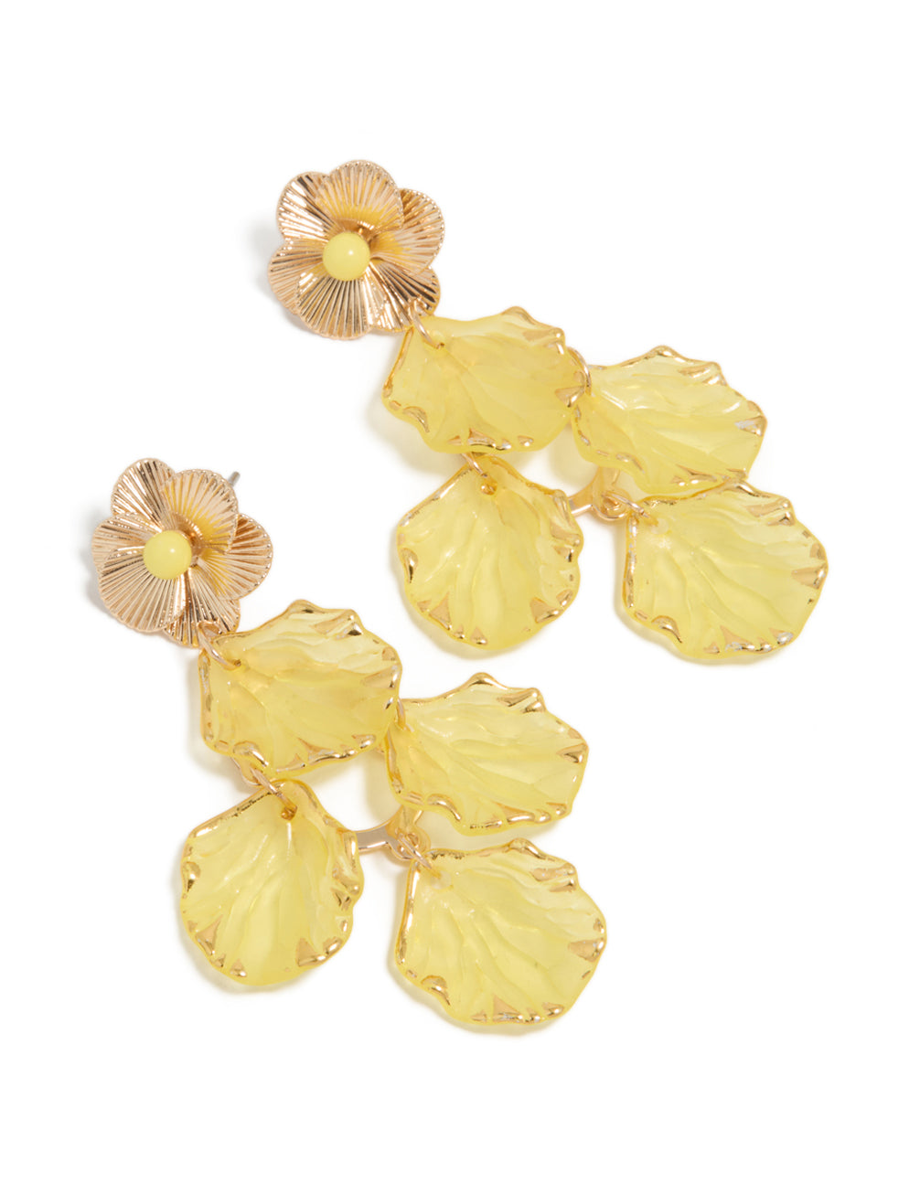 Gold Yellow Petals Drop Earrings
