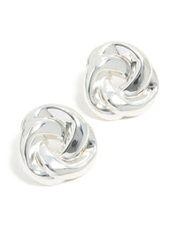 Silver Twisted Rope Circle Stud Earrings - link has visual effect only