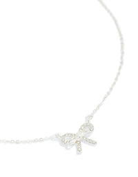 Silver Diamante Dainty Bow Necklace - link has visual effect only