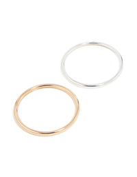 Mixed Metal Smooth Bangles 2-Pack - link has visual effect only