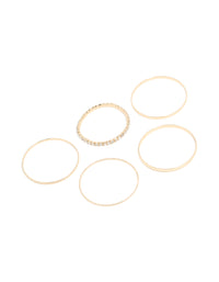 Gold Diamante & Shiny Bangles 5-Pack - link has visual effect only