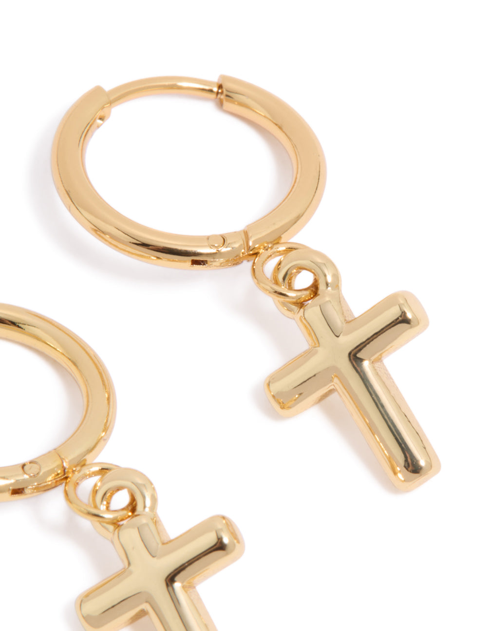 Waterproof Gold Plated Stainless Steel Cross Huggie Earrings