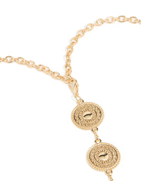 Crafted with gold filigree circle belt in embellished waisted statement side view - link has visual effect only