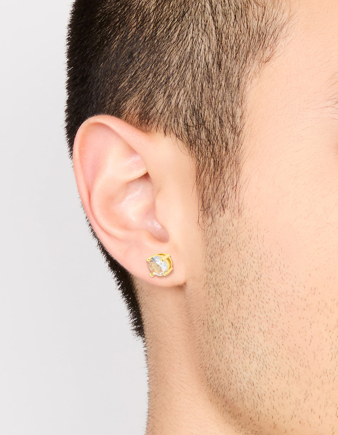 Mens Waterproof Stainless Steel Large Round Cubic Zirconia Stud Earrings