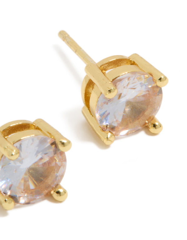 Mens Waterproof Stainless Steel Large Round Cubic Zirconia Stud Earrings