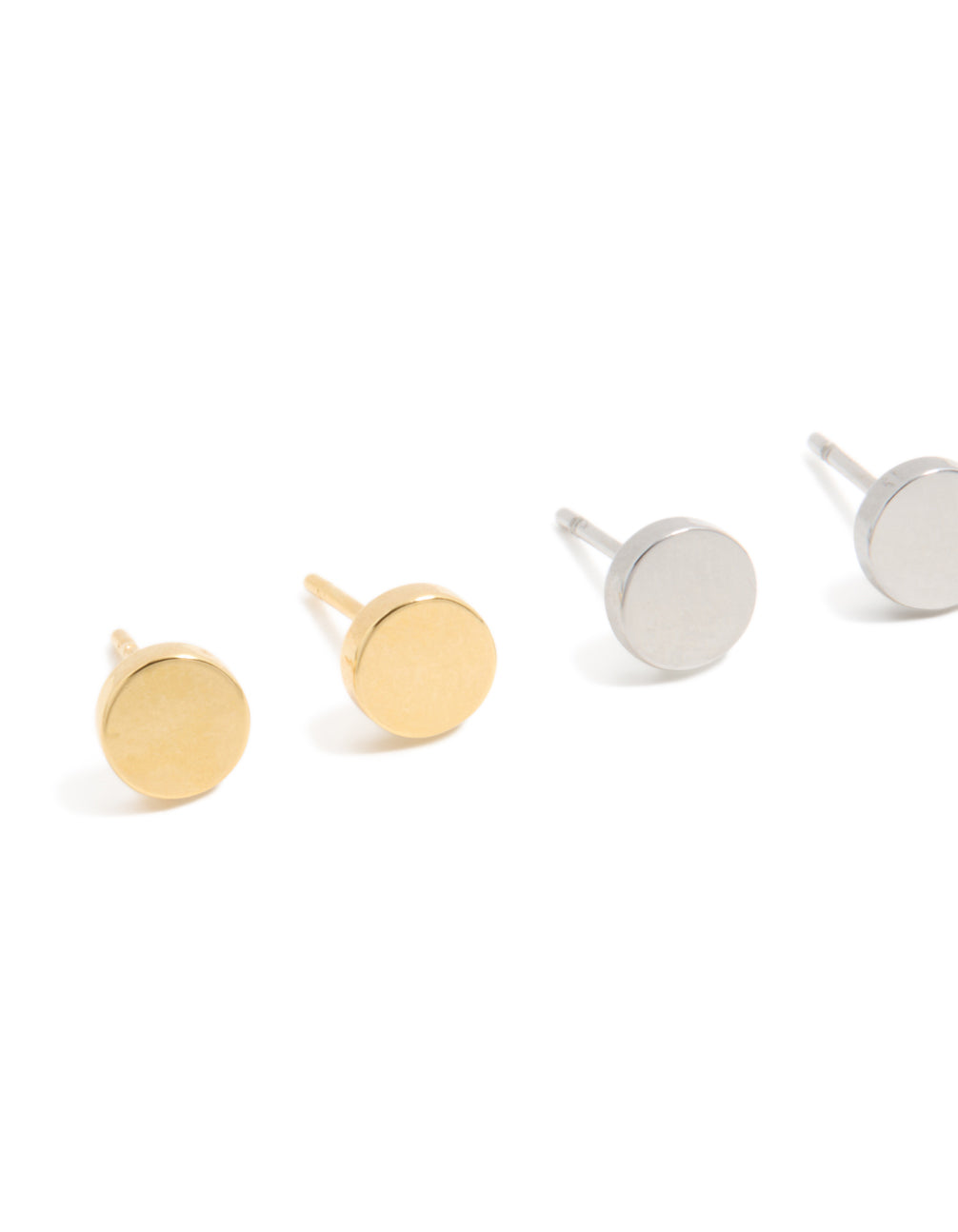 Mens Waterproof Mixed Plated Stainless Steel  Flat Stud Earrings 3-Pack