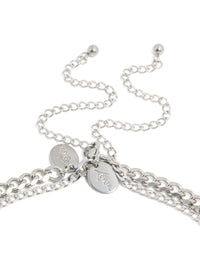 Presenting mens stainless steel mixed chain in waterproof material silver 2-pack clasp detail view - link has visual effect only