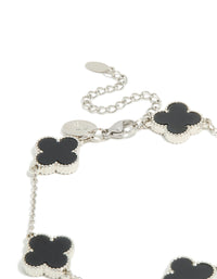 Mens Waterproof Stainless Steel Black Clovers Chain Bracelet - link has visual effect only