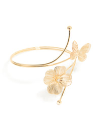 Gold Wire Cut Flower & Butterfly Arm Cuff - link has visual effect only