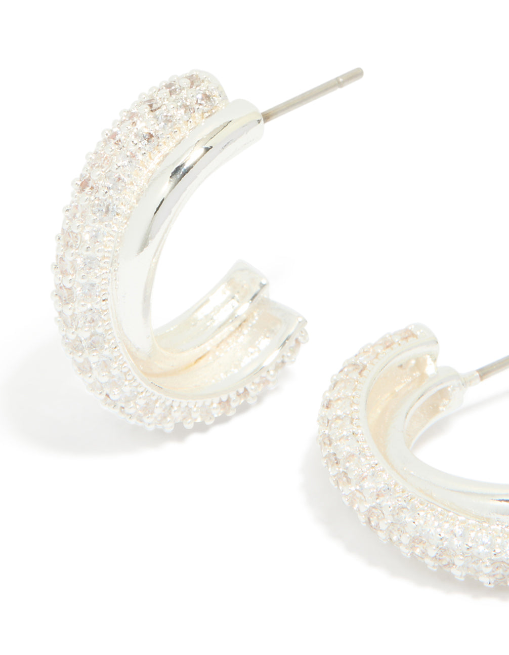 Silver Plated Cubic Zirconia Hoop Earrings