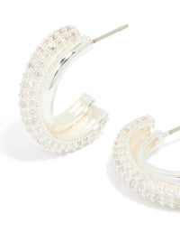 Silver Plated Cubic Zirconia Hoop Earrings - link has visual effect only