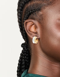 Mixed Metal Plated Cubic Zirconia Detailed Huggie Earrings - link has visual effect only
