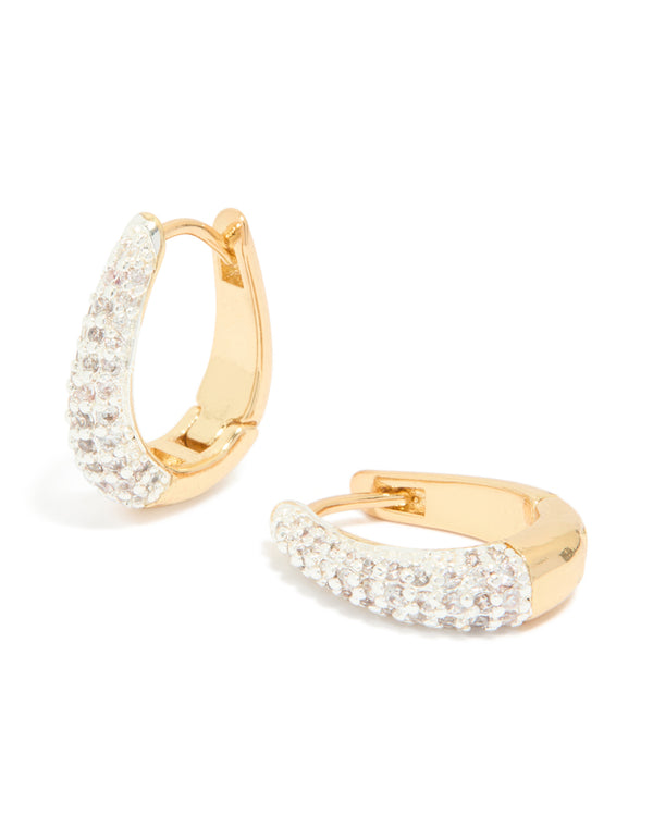 Mixed Metal Plated Small Cubic Zirconia Teardrop Huggie Earrings
