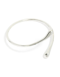 Elegant silver plated teardrop wrap around bangle front view - link has visual effect only