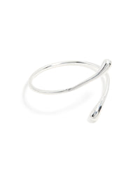 Silver Plated Curved Wrap Hinged Bangle - link has visual effect only