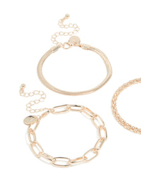 Rose Gold Mixed Chains Bracelet 3-Pack - link has visual effect only