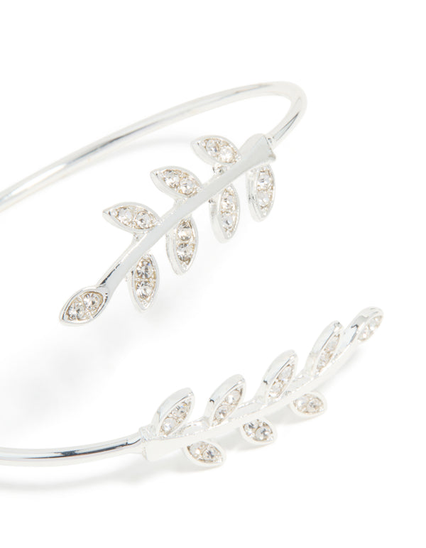 Silver Leaf Wrap Around Wrist Cuff