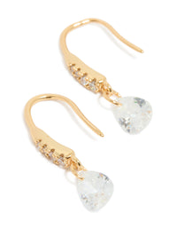 Gold Plated Floating Cubic Zirconia Hook Earrings - link has visual effect only