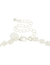 Silver Plated Cubic Zirconia Multi Flower Necklace - link has visual effect only