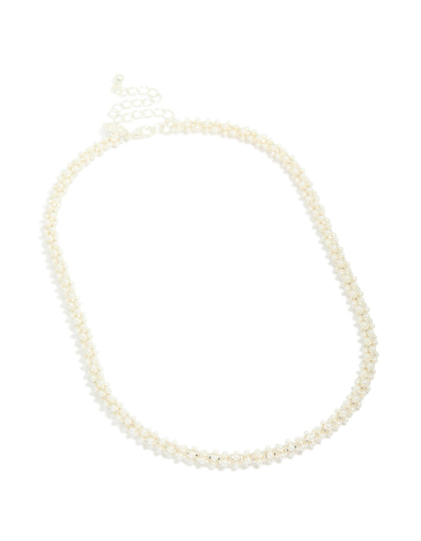 Silver Plated Pearl  Fireball Pearl Necklace