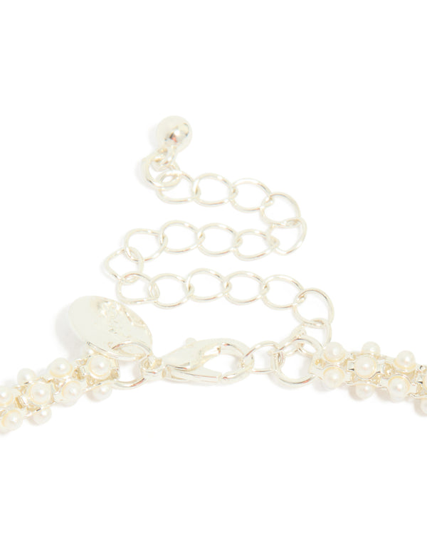 Silver Plated Pearl  Fireball Pearl Necklace