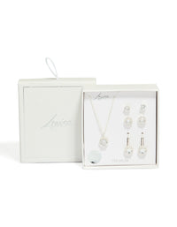 Silver Plated Cubic Zirconia Mixed Earrings & Necklace Set - link has visual effect only