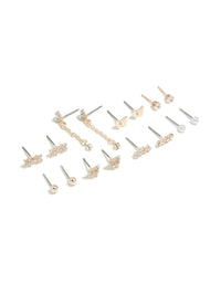 Rose Gold Butterfly Chain & Star Earrings 8-Pack - link has visual effect only